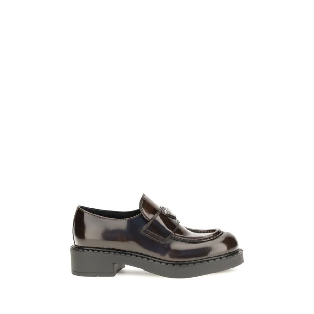 Prada Women Leather Logo Loafers
